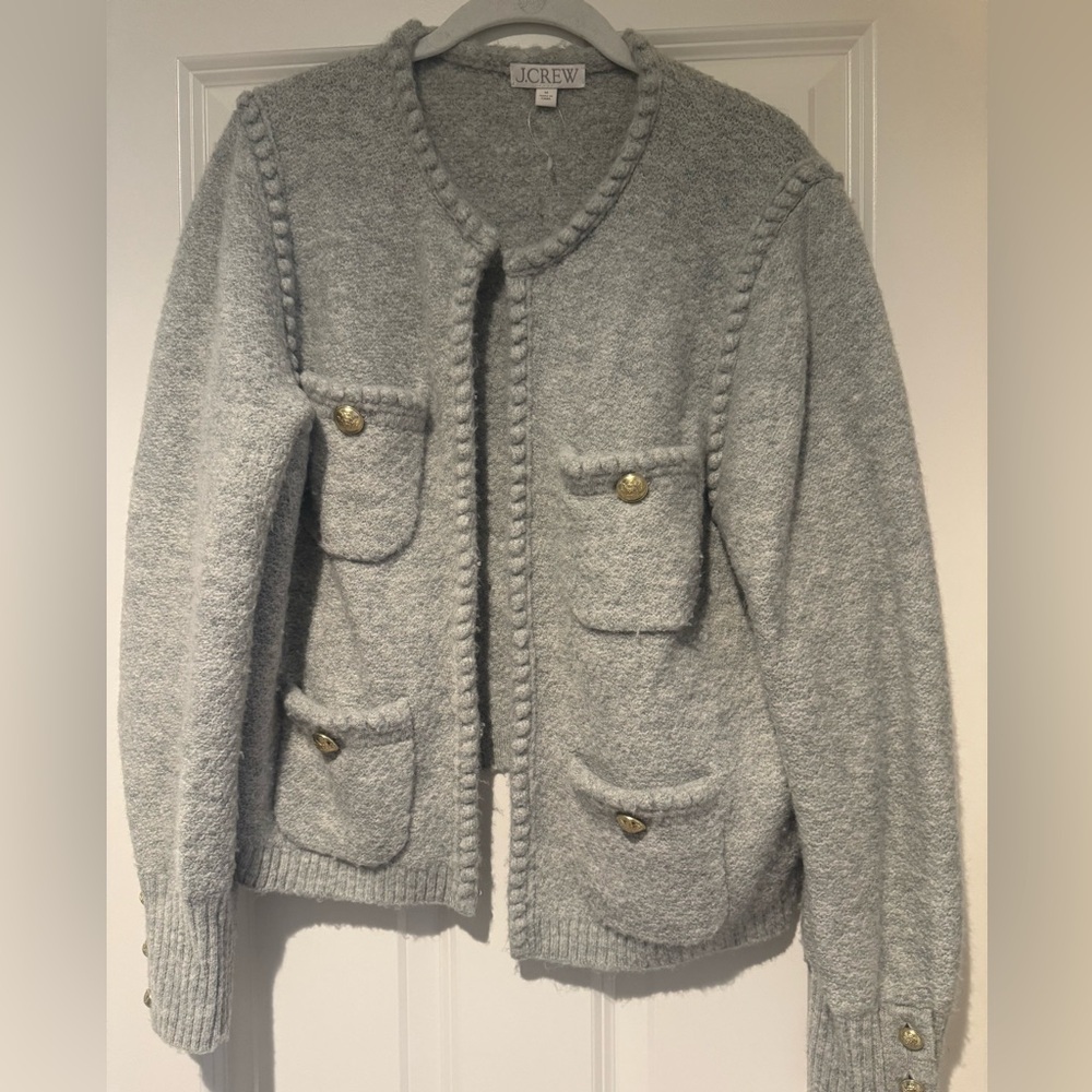 Gray Women's Sweater Jacket With Button Accents - image 1